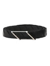 Regular Diagonal Intrecciato Leather Belt Black - BOTTEGA VENETA - BALAAN.