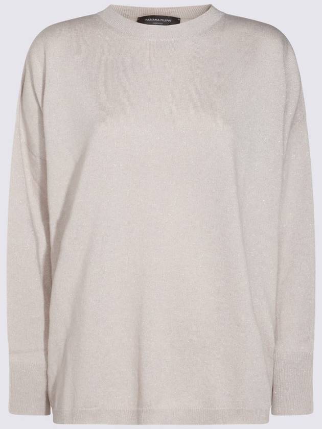 V-Neck Pullover Round Knit Top Grey - FABIANA FILIPPI - BALAAN 2