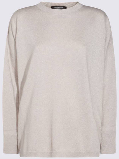 V-Neck Pullover Round Knit Top Grey - FABIANA FILIPPI - BALAAN 2