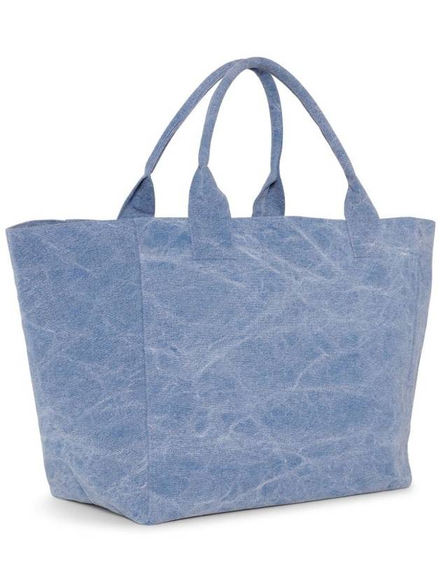 Embroidered Logo Oversized Canvas Tote Bag Blue - GANNI - BALAAN 4