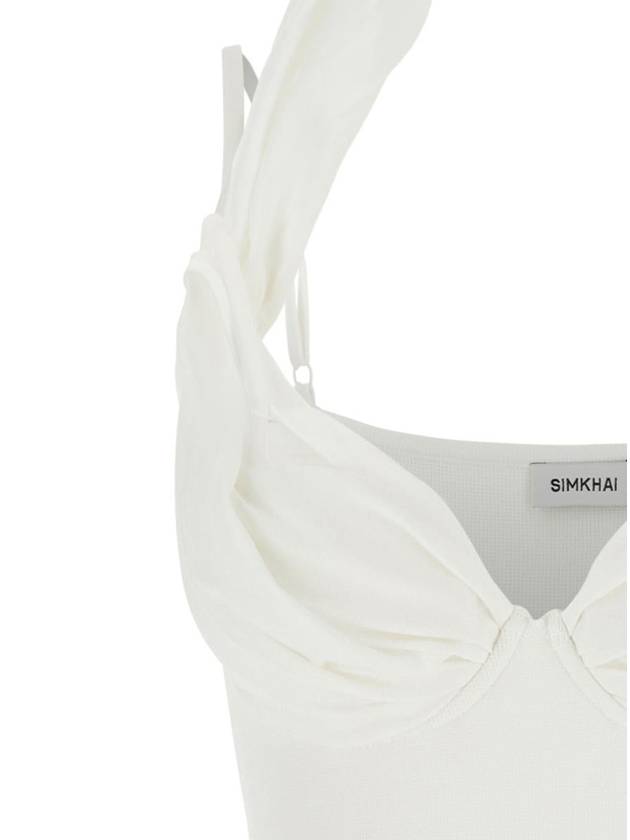 'Amarantha' White Off-Shoulder Long Dress With Pleated Details In Rayon Stretch Woman - SIMKHAI - BALAAN 3