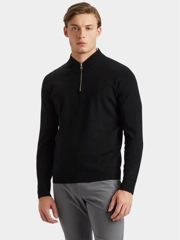 Golf PLAITED MERINO WOOL QUARTER ZIP SWEATER G4MF23S200 ONYX Men's Merino Wool Quarter Zip Sweater - G/FORE - BALAAN 3