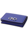 Gancini Leather Card Wallet Blue - SALVATORE FERRAGAMO - BALAAN 4