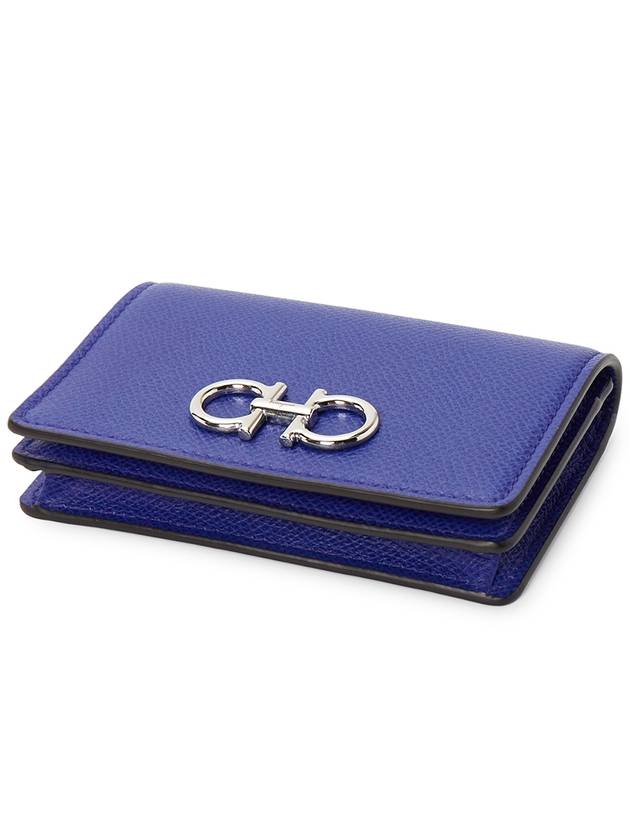 Gancini Leather Card Wallet Blue - SALVATORE FERRAGAMO - BALAAN 4