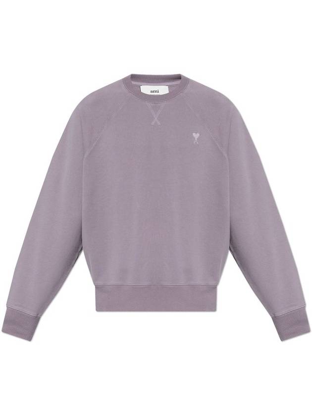 De Coeur Embroidery Crew Neck Sweatshirt Lilac - AMI - BALAAN 1