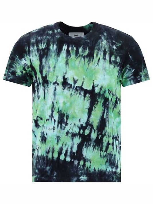 Tie Dye Printed Short Sleeve T-Shirt Green - AMI - BALAAN 2