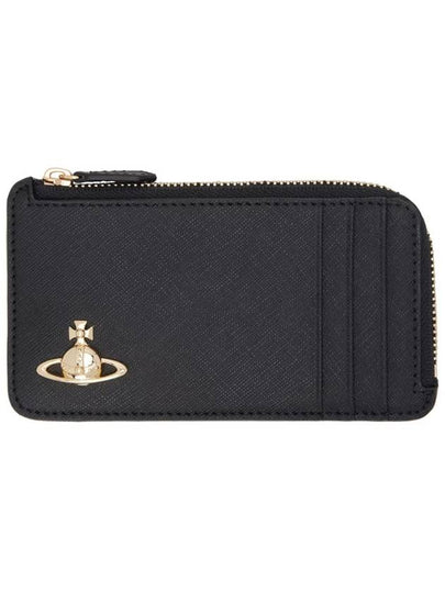 Orb Logo Stud Saffiano Card Wallet Black - VIVIENNE WESTWOOD - BALAAN 2