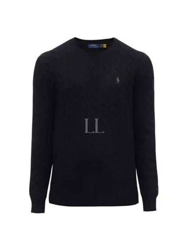 Embroid Logo Cable Knit Top Black - POLO RALPH LAUREN - BALAAN 2