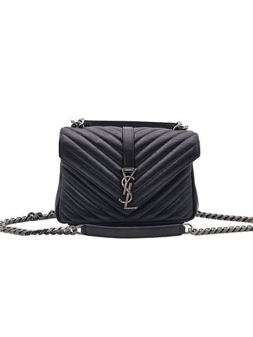 Saint Laurent 487213 Black Quilted Monogram Matelasse Silver Collage Medium 2WAY - SAINT LAURENT - BALAAN 1