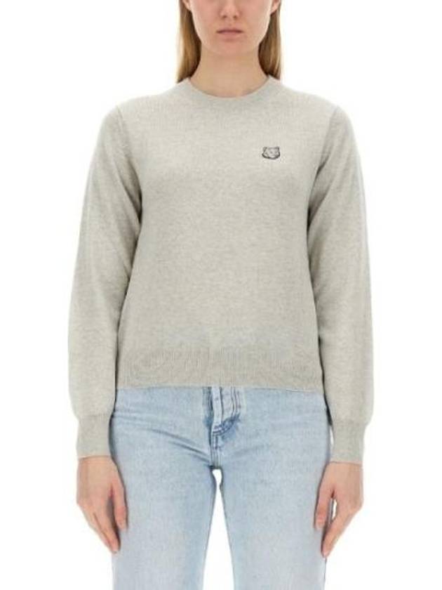 Bold Fox Head Wool Knit Top Grey - MAISON KITSUNE - BALAAN 3