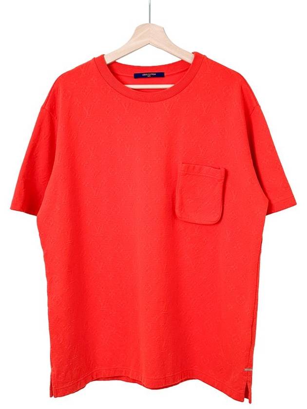 XL Men s 3D Monogram Signature Pocket Short Sleeve T Shirt Red - LOUIS VUITTON - BALAAN 2