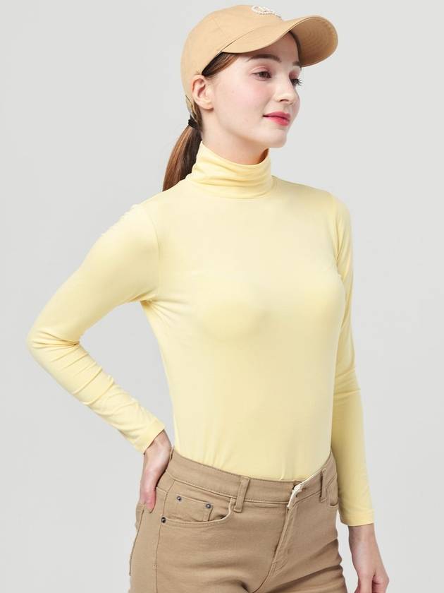 Functional Warm Span Mock Neck Soft Yellow T-shirt DO5232TS02-3 - DOYOUKNOWMC GOLF WEAR - BALAAN 4