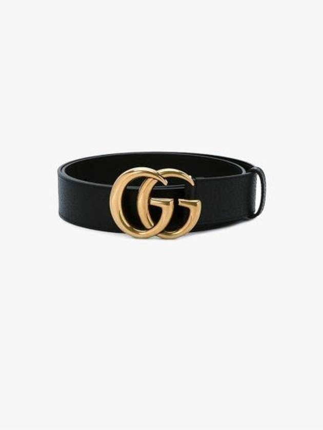 GG Marmont Double G Buckle Wide Leather Belt Black - GUCCI - BALAAN 7