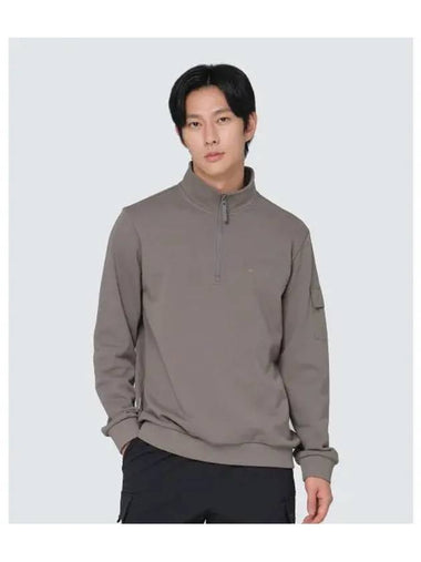 Basic pocket half zip up sweatshirt Dark Khaki S24FMFZT60 - SNOW PEAK - BALAAN 1