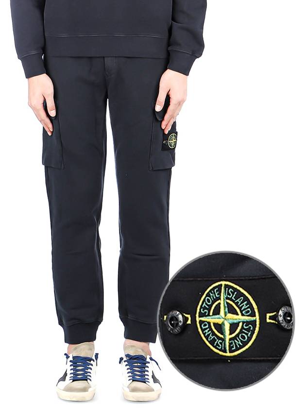 Garment Dyed Cotton Fleece Track Pants Navy - STONE ISLAND - BALAAN 2