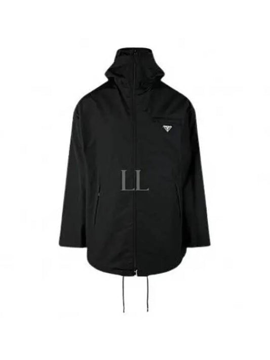 Technical Poplin Hooded Raincoat Black - PRADA - BALAAN 2