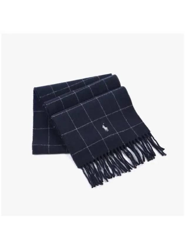 PC0743 433 Pony Windowpane Plaid Check Reversible Fringe Muffler - POLO RALPH LAUREN - BALAAN 5