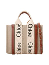 Woody Small Canvas Tote Bag White Brown Beige - CHLOE - BALAAN 1