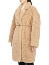 Women's Single Breasted Polyester Fur Coat Beige - VANESSA BRUNO - BALAAN 4