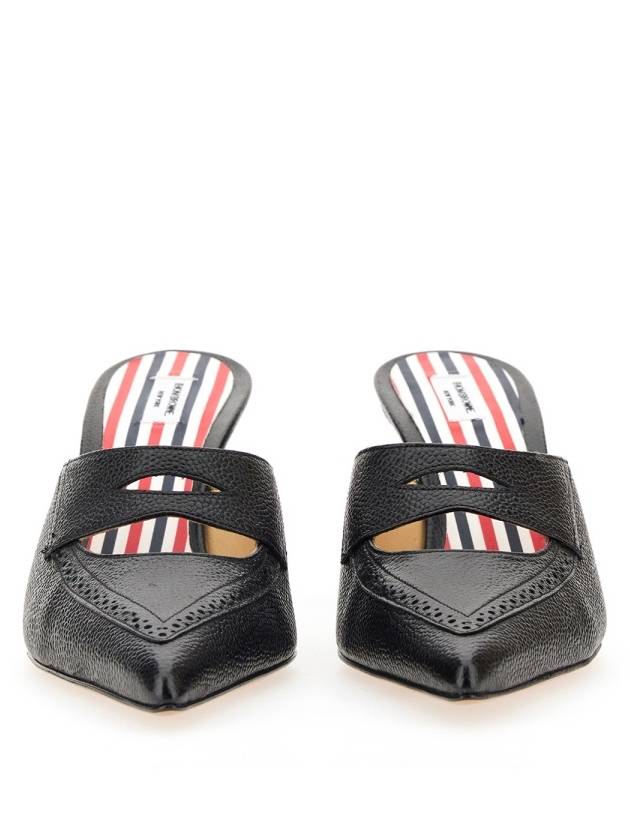 Pebble Grain Cutout Penny Heels Mule Black - THOM BROWNE - BALAAN 4