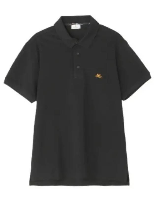 Embroidered Logo Short Sleeve Polo Shirt Black - ETRO - BALAAN 2