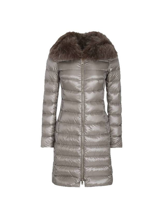 Women's Elisa Full Zip Up Fox Fur Long Padding Beige - HERNO - BALAAN 1