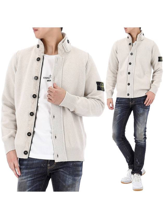 Wappen High Neck Button Up Wool Cardigan Plaster - STONE ISLAND - BALAAN 2