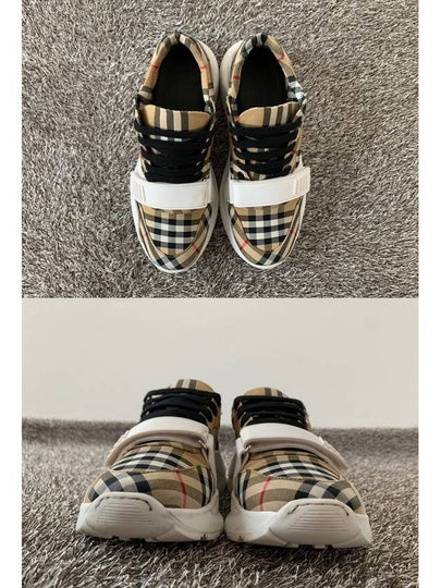 Check Velcro Cotton Canvas Sneakers 6 5 255 - BURBERRY - BALAAN 2