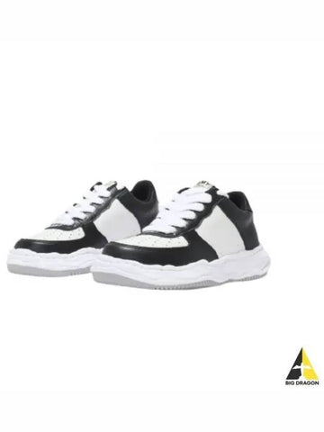 A08FW706 BLKWHT Wayne Leather Low Top Sneakers - MIHARA YASUHIRO - BALAAN 1