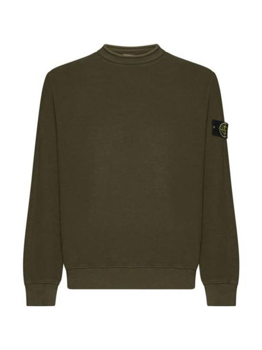 Stretch Cotton Fleece Mock Turtleneck Sweatshirt Olive Green - STONE ISLAND - BALAAN 1