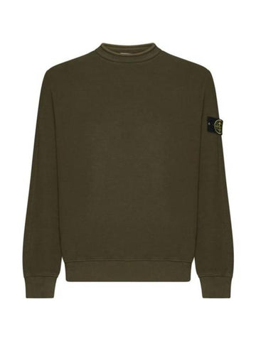 Stretch Cotton Fleece Mock Turtleneck Sweatshirt Olive Green - STONE ISLAND - BALAAN 1