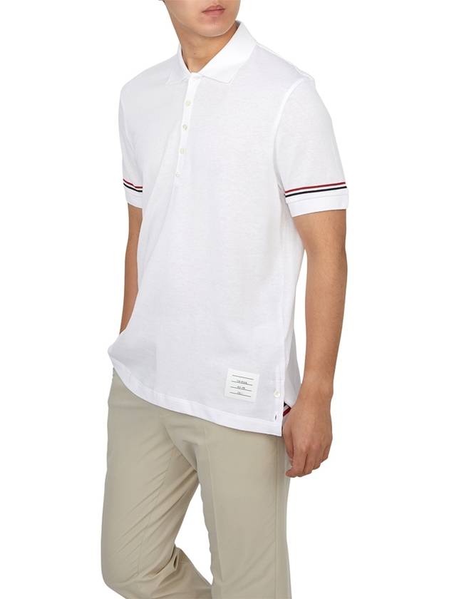 Lightweight Cotton Short Sleeve Polo Shirt White - THOM BROWNE - BALAAN 5