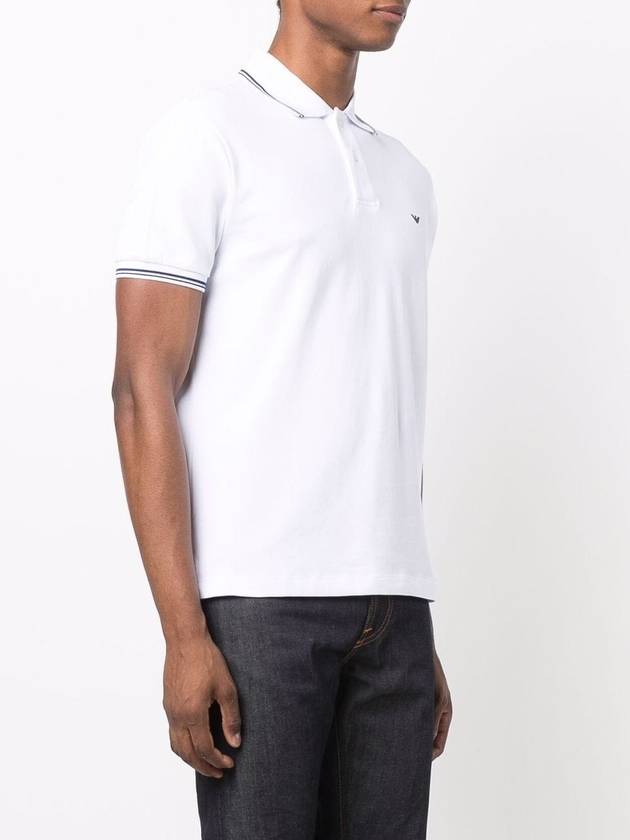 Slim Fit Cotton PK Shirt White - EMPORIO ARMANI - BALAAN 3