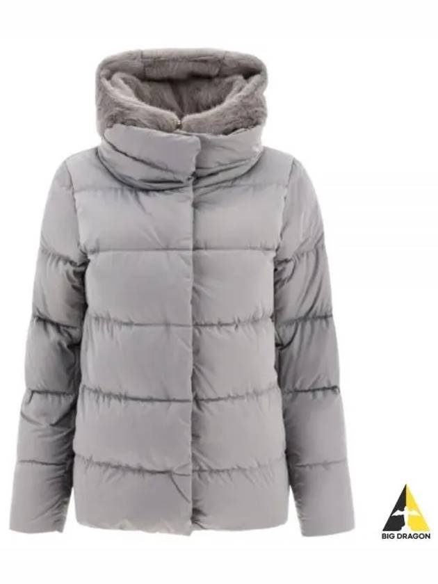 Satin & Lady Faux Fur Hooded Padding Grey - HERNO - BALAAN 2