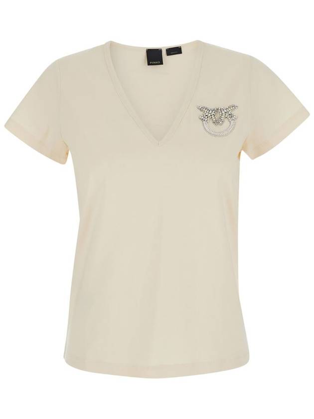 'Turbato' White T-Shirt With Logo On The Front Jersey Woman - PINKO - BALAAN 1