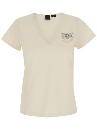 'Turbato' White T-Shirt With Logo On The Front Jersey Woman - PINKO - BALAAN 1