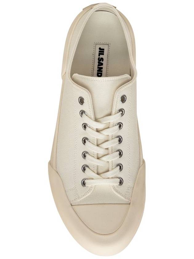 Logo Print Cotton Low Top Sneakers White - JIL SANDER - BALAAN 5