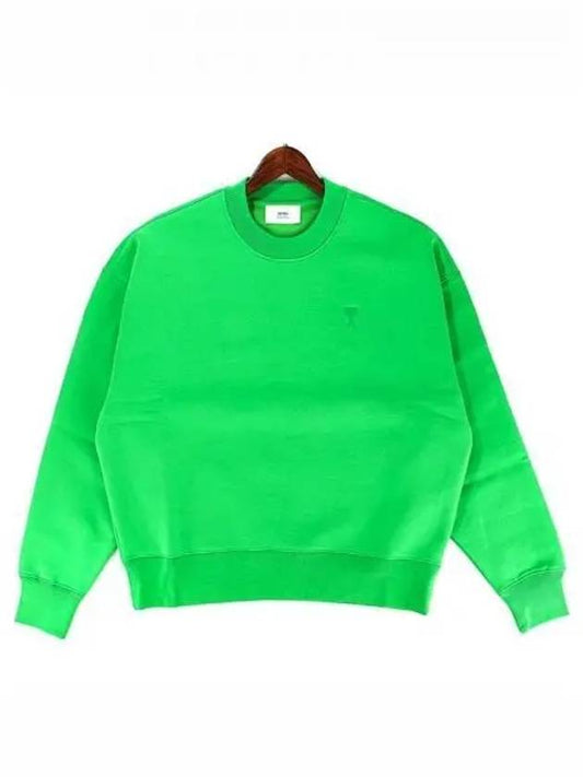 Tonal Heart Crew Neck Sweatshirt Green - AMI - BALAAN 2