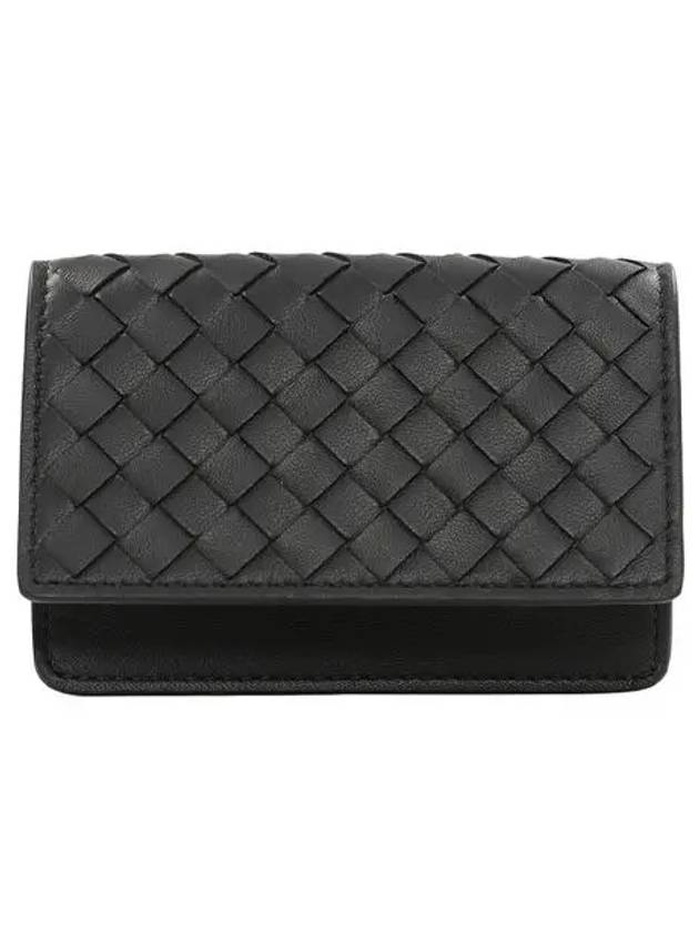 Intrecciato Flap Card Wallet Black - BOTTEGA VENETA - BALAAN 3