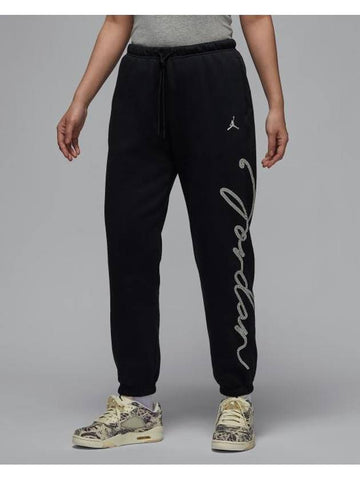 Jordan Brooklyn Fleece Graphic Track Pants Black - NIKE - BALAAN 1