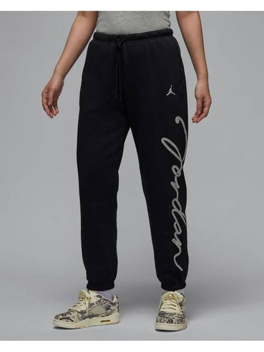 Jordan Brooklyn Fleece Graphic Track Pants Black - NIKE - BALAAN 1