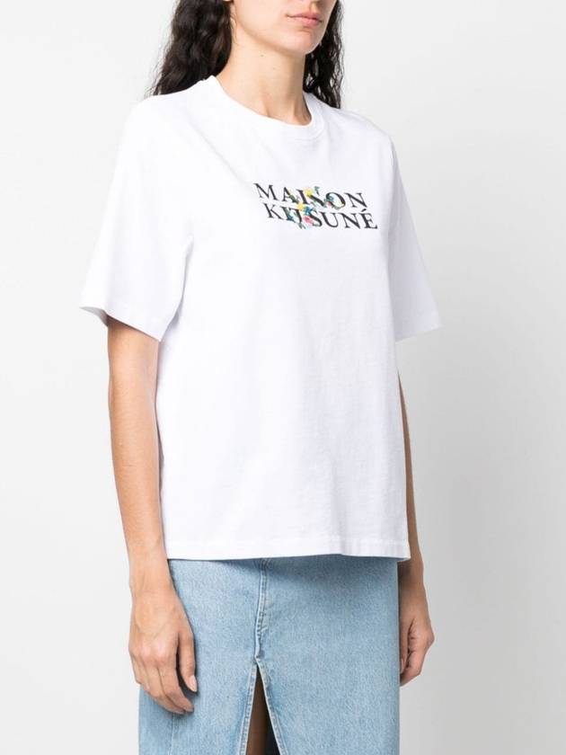 Flower Logo Print Short Sleeve T-Shirt White - MAISON KITSUNE - BALAAN 4