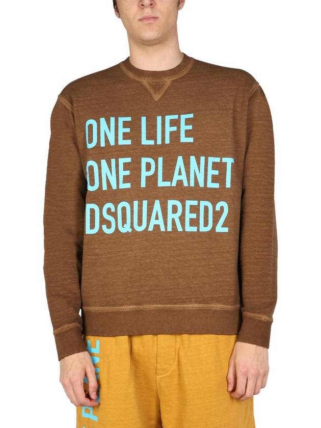 One Life Logo Print Sweatshirt Brown - DSQUARED2 - BALAAN 2