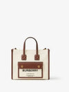 Mini Two-Tone Canvas and Leather Freya Tote Bag Natural Tan - BURBERRY - BALAAN 2