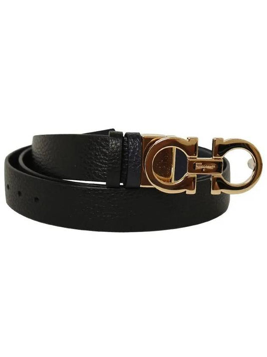 Reversible Gancini Leather Belt Black Navy - SALVATORE FERRAGAMO - BALAAN 2