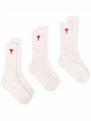 Chain Stitch Heart Logo Socks Offwhite - AMI - BALAAN.