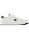 Downtown Perforated Leather Low Top Sneakers White - PRADA - BALAAN 3