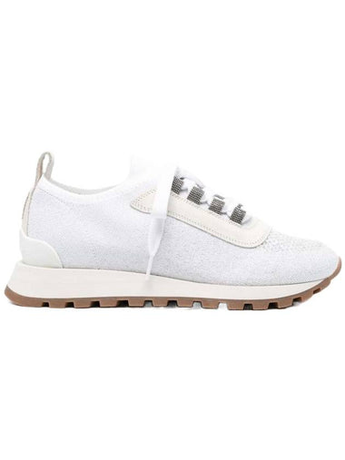 WoMen's Monilli Knit Low Top Sneakers White - BRUNELLO CUCINELLI - BALAAN 1