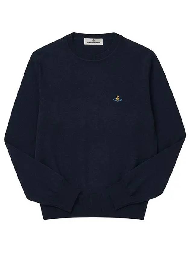 Logo Crew Neck Wool Knit Top Navy - VIVIENNE WESTWOOD - BALAAN 3