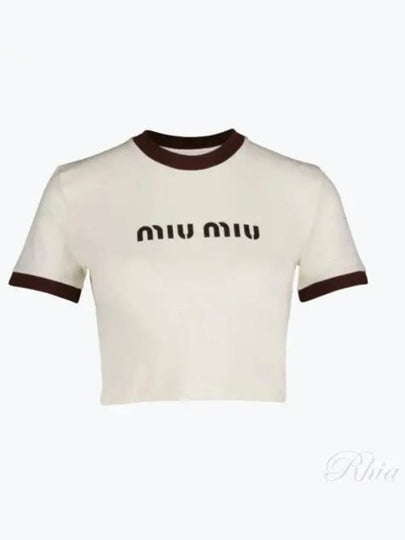 Logo Short Sleeve T-Shirt White - MIU MIU - BALAAN 2